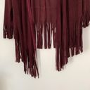 POL  faux suede cardigan western fringe trim tassel burgundy size small Photo 2