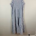 Beach Lunch Lounge | Blue and White Striped Alina Linen Midi Dress Size XL Photo 2