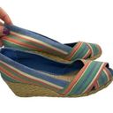 Ralph Lauren  Sandals Striped Espadrille Wedge Size 7.5 Resort Vacation Photo 0