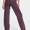 Topshop NWT  Purple Checkerboard Grid Plaid Carpenter Mom Jeans New High Rise Photo 1