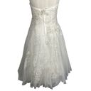 Oleg Cassini  Strapless Tulle Embellished Tea Length Ivory Wedding Gown size 6 8 Photo 4