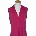 Calvin Klein  Dark  Pink Blouse Top Sleeveless Polyester Stretch V-Neck Sz Large Photo 6