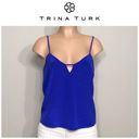 Trina Turk New. Blue silk v-neck spaghetti strap top. NWOT Photo 1