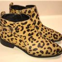 Steven By Steve Madden  Women’s Cavi Calf Hair Leopard Print Heeled Ankle Booties Photo 0