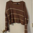 The Moon  & madison Womens Sweater sz M Brown Striped Tight Knit Hem Crew Pullover Photo 0