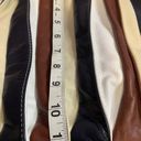 Vera Pelle  ITALIAN LEATHER..BROWN & BLACK & TAN & WHITE STRIPE BUCKET  BAG Photo 5