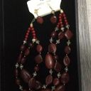 Sophia& Kate Sophia And Kate Pierced Earrings Necklace Statement Chunky Acrylic Deep Red Photo 2