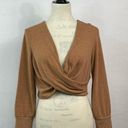 Anthropologie By anthropology Tan Cropped V-Neck Long Sleeves Sweater Size XS Photo 0