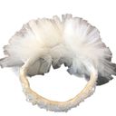 Poof VTG Bridal Wedding Headband OS Beaded Crinoline  White Pearls & Lace 80’s Photo 4