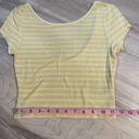 Guess  Yellow And White Stripped Form Fitting Scoop Neck Cropped Top- Size XS Photo 7