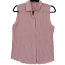 Jenni Kayne Top Womens Size XS Red Striped Collared Button Up Shirt Sleeveless Photo 0