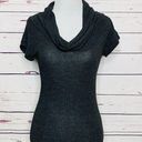 POOF! Charcoal Gray Cowl Neck Short Sleeve Knit Tunic Sweater Top Size Medium Photo 4