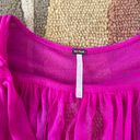 Free People Like-New  Making Me Smile Top Hot Pink Sheer Mesh Ruffle Medium Photo 1