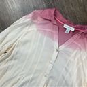 American Vintage Vintage America Shirt Women M Pink Blue Cream 100% Viscose Tie Dye V Neck Button Photo 2