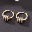 14K Gold Plated Three Rings Small Hoop Earrings for Women Photo 1