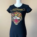 Ed Hardy  | Vintage Black Y2K Fitted Graphic Tee Sz XS Photo 2