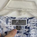 JM Collection  Sz 10 Multicolor Blue White Printed Button 3/4 Sleeve Linen Shirt Photo 2