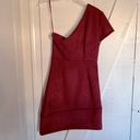 Nsr NWT  Merlot Red Faux Suede Joanna One Shoulder  Mini Dress M Photo 1