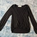 Vintage Havana  Crochet Deep V Neck Faux Wrap Long Sleeve Blouse Small Photo 6