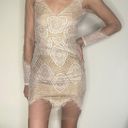 Luxxel brand Antigua style eyelash white nude sheer mini dress XS Photo 0