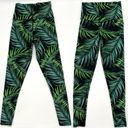 BlackStrap Workout Set Legging Top‎ Long Sleeve Women Black Tropical Palm Small Photo 3