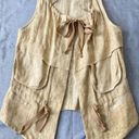 Koch  100%‎ Linen Vest Safari Utility Coastal Old Money Tie Front Pockets XS Photo 1