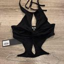 I am gia  Black Cut Out Pearl Chain Crop Top Photo 0