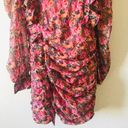 ZARA  Pink Floral‎ Draped Long Puff Sleeve Ruffle Mini Dress Size M Blogger Fav Photo 5