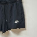 Nike  Sportswear athletic shorts Jersey Women’s Small Black Raw Hem white swoosh Photo 1