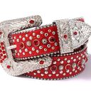 NEW RHINESTONE EMBELLISHED RED SILVER FASHION BELT Photo 0