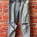 One Teaspoon Light Wash One X  Destroyed Straight Leg Dad Jeans Photo 3