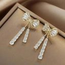 Crystal Bow Silver Earrings- Gift Wrap, Present, Cute Women's Jewelry, Christmas Photo 0