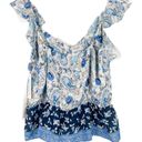 Nine Britton NWT Stitch Fix  Floral Paisley Ruffle Strap Top Blue Size Medium M Photo 8