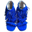 Steve Madden  Size 7.5M Fringly‎ Electric Blue Strappy Fringed High Heel Sandals Photo 1