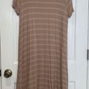 Boutique Intersection Beige & White Striped Short Sleeve T-Shirt Dress Size Large Photo 9