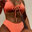 Neon Coral Two Piece High Waisted Swimsuit Photo 0