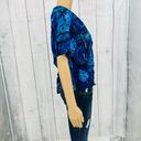 American Vintage Cascais of California (L)  Y2K Womens Blue Floral Blouse Top Photo 2