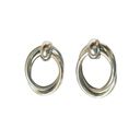 Twisted Vintage Triple  Oval Door Knocker Dangle Earrings Silver Tone Posts Photo 2