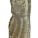 BCBGMAXAZRIA  Women's Cocktail Dress Size Medium Gold Sequin One Shoulder Sheath Photo 0