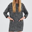 ZARA  TRF Black & White Tweed Dress with Buttons Photo 0