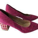 Brian Atwood Pink Block Lattice Gold Suede Pumps Size 6 Barbiecore Photo 6