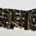 The Row Gold Chain Link Multi Bracelet with Interlaced Black Leather Photo 4