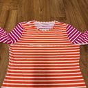 Lands'End  Women Striped Long Sleeve Rash Guard Pink Orange White Medium 10-12 Photo 7