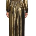 Gianni Bini - Zella Gold Plunging V-Neck Long Sleeve V-Back Front Slit Column Gown Photo 3