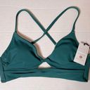 Shade & Shore  Dark Green Longline Cut Out Crisscross Bikini Top Size 32B New! Photo 0