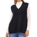 Vince Camuto NWT  Oversized Sweater Vest XL Black Knit V-Neck Split Hem Pullover Photo 0