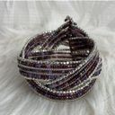 Twisted Silver Metal Glass Beads Memory Wire  Bead Band Cuff Bracelet (4) Photo 1