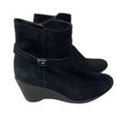 Blondo  Suede Black Leather Buckle Wedge Ankle Boots Sz 8M Photo 1