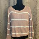 Hollister pink with white striped off the shoulder knit sweater womens size M Photo 1