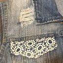 Harper  Women Denim Lace Distressed Jean Jacket Size Medium Photo 2